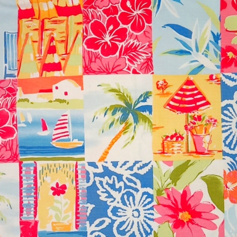 Talbots Tropical Patchwork Print A-line Skirt Cotton Canvas Stretch Sz 10 - Picture 4 of 12